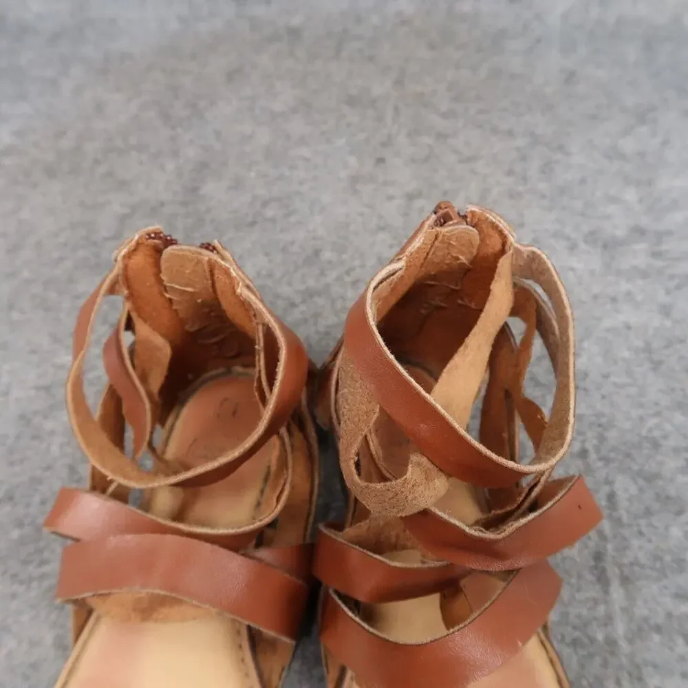 Wonder Nation Shoes Kids 13 Sandals Casual Strappy Flats Zip Girls Toddler Brown